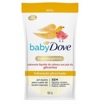 SAB LIQ DOVE BABY 180ML REFIL HIDRAT GLICERINADA CABECA AOS PES