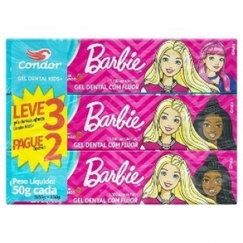GEL DENTAL CONDOR ACIMA 6 ANOS 50GR LV3 PG2 BARBIE C/ FLUOR