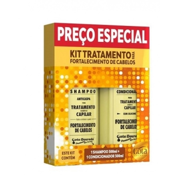 KIT GOTA DOURADA SH+COND FORTALECIMENTO 300ML FORTALEC