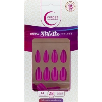 UNHAS FHACES STILETTO COLORS C/28 ROSA FUCSIA