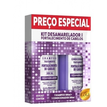 KIT GOTA DOURADA SH+COND FORTALECIMENTO 300ML DESAMAREL