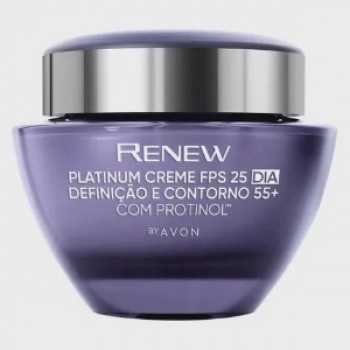 CR FACIAL AVON RENEW PLATINUM 50G FPS 25 DIA DEFINICAO E CONTORNO 55+