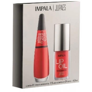 KIT IMPALA JU PAES VIR O JOGO ESM CR APOSTA ALTA + LIP OIL VERM VIBRANTE