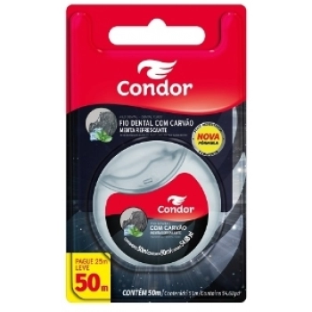 FIO DENTAL CONDOR LV 50M PG 25M CARVAO ATIVADO MENTA REFRESCANTE